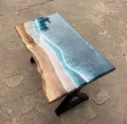 Epoxy Resin Table, Ocean Waves Dining Table, River Table Top, Resin Art Table
