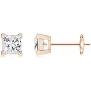 Princess-Cut Diamond Solitaire Stud Earrings