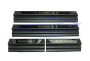 4 Door Step Scuff Plate Sill Matte Black Trim For Nissan Navara NP300 2014-2021