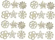 TEHAUX Wooden Cutouts DIY Craft Kit 200pcs Flower Shape Safe Smooth Wood Pieces for Boys and Girls