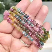 Tourmaline Pink Green Yellow Blue Chips Crystals Bracelets Wearable Gemstones El
