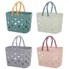Plastic Storage Basket with Handle Hollow Shower Bag Basket with Holes