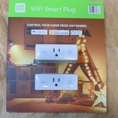 NIB Wemo Mini Wi-Fi Smart Plug 2-Pack for Alexa, Google Assistant Nest And Apple
