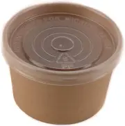 8oz Disposable Kraft Paper Soup, Dessert Containers with Plastic Lids 25pcs
