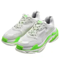在飛比找Yahoo奇摩購物中心優惠-BALENCIAGA 經典流線運動鞋(白/螢光綠色)