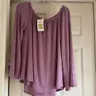 Women's off shoulder blouse flared sleeve top Lined NWT MAUVE- Medium