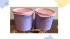 Tupperware Cute Canister Set of 2 Pink & Purple - Plastic Storage Containers New