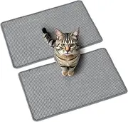 WEAVELYRICS Cat Scratcher Mat [2-Pack], 23.6 X 15.7 Inch, Natural Sisal Cat Scratchers for Indoor Cats with Sticky Tapes, Horizontal Cat Floor Scratching, Protect Carpets and Sofas (Gray)