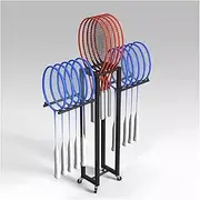 Ball Organizer，School/Gym Extra Large Capacity Tennis Racket Storage Rack Stand, Rolling Badminton Racket Cart, Hold 16 Rackets, Sports Racquet Organizer