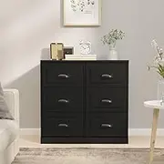 Sideboard Storage Cabinet for Living Room, Black Wood Buffet, Hallway Display Furniture, Kitchen Cupboard Pantry Unit