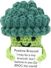 Emotional Support Pickle, 2.75inch Positive Potato Poo Avocado with Cards, Handmade Mental Health Emotional Cheer Up Support Encouragement Funny Gifts for Office, Desk, Bedroom (Broccoli)