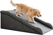 Pet Ramp for Dogs, Quilted Soft-Touch Fabric, Anti-Skid Bottom, Strong Support with Smooth Zipper, Gray