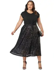 [Pink Dusk] Sure Thing Sequin Skirt in Black