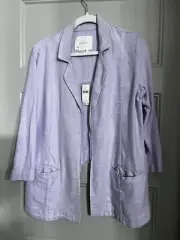Anthropologie Linen Blend Blazer Jacket Split Back Lilac new 4 Tulip