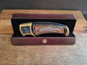 Vintage Franklin Mint Fly Fishing Collectable Pen Knife Pocket Knife Stand - EUC