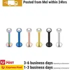 2PCS Labret Earring Lip Stud Ring Tragus Bezel Zirconia Helix Piercing Jewellery
