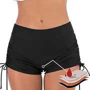 [BAEIDO] Period Pants for Women Swimming High Waist 4 Layer Leakproof Bikini Menstrual Swimwear Pants for Girls Teens Super Absorbent Quick Dry Swim Shorts for Beach Pool, Black