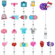 18 Pcs Nurse Badge Retractable Reel Holder Nursing Name Badge Reels with Alli...