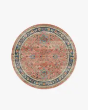 185' Round | Machine Washable Runner Rug | Kid & Pet Friendly | Indoor Rug | Calabria Coral Multicolour Flatwoven Rug | Ruggable