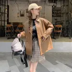 【米蘭精品】皮衣外套休閒夾克(復古寬鬆休閒PU皮女外套74GT25)