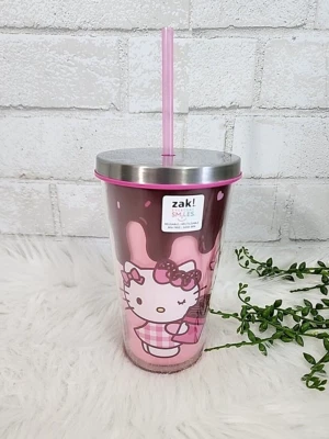 Hello Kitty Valentines Day Double Wall Tumbler With Straw 17 oz CVS ZAK NEW