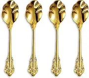 KEAWELL Premium 4-Piece 6" Tea Spoon Set, 18/10 Stainless Steel, Vintage Coffee Espresso Demitasse Spoons, Smooth Edges, (Gold)