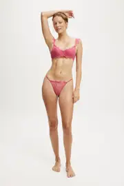 [Body] Body - Eyelash Lace Lightly Lined Bra - Raspberry sorbet 10B RASPBERRY SORBET