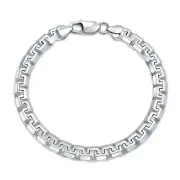 Men's Solid Thick Franco Square Venetian Fancy Box Chain Link Bracelet 7-9 Inch