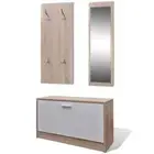 Wooden Entryway Shoe Cabinet Organiser Storage Mirror Cupboard Shelf Rack White