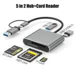 USB 3.0 存儲卡讀卡器 5 合 1 USB USB-C 轉 TF SD XQD 讀卡器適配器,適用於 IPHONE