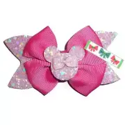 Puppy Bows ~ Pink Minnie head glitter dog hair bow barrette, collar slide