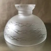 Rare Vintage Frosted Cut Glass Oil Kerosene or Hanging Lamp Shade 14''