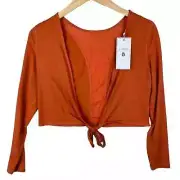 New Buffbunny Front Tie Long Sleeve Crop Top in Rust- XS