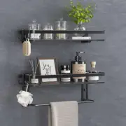 VOLPONE Glass Shelf for Bathroom 15.7 in Black Bathroom Shelves Wall Mounted Tem