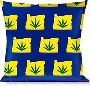 Pillow Decorative Throw Oregon State Silhouette Marijuana Leaf Blue Yellow Green