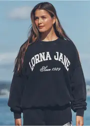 [Lorna Jane] New Sport Sweatshirt in Black, Cotton, Size - XL XL Washed Black