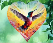 10" Hummingbird Heart Shaped Hanging Wind Spinner Yard Decor Kinetic hrtws006