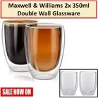 2x Maxwell & Williams 350ML Double Wall Glassware Clear Glasses Coffee Tea Drink