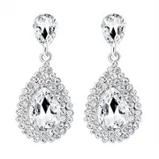 [Generic] Earrings Wedding Teardrop Dangle Earrings Crystal Rhinestone Chandelier Earrings for Women
