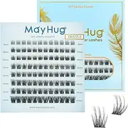 Mayhug Lash Clusters Natural Cluster Lashes Wispy Mix 8-16mm Eyelash Clusters 96Pcs Individual Lashes D Curl, 0.05 Super Thin Band DIY Cluster Eyelash Extensions(Drizzle)