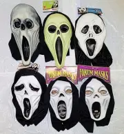 Ghost Face Knock-Off Halloween Mask LOT- 6 Masks - Very Good Condition -