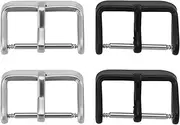 [EMSea] 4 Pack Stainless Steel Watch Band Clasp, Buckle for Watch Bands Precision-Fit Watch Straps Bands Buckle Replacement Part, Stylish Black Silver