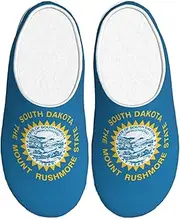 [EdWal] South Dakota Flag print Winter Warm Slippers Indoor Anti-skid Plush Slippers Relaxing at Home for Women Men