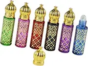 Perfk 6Pcs Essential Oil Roller Bottles Refillable Portable Mini Decorative Pocket Size Empty Perfume Bottle for Birthday Vacation