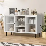 Oikiture Sideboard Buffet Cabinet with 2 Doors and Metal Legs Modern Storage Shelf Cupboard