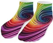 [QMNVBDS] Rainbow Spiral Socks Ankle Length Socks Casual Short Socks for Women Men Low Cut Sports Socks Running Socks No Show Socks Ankle Socks Athletic Socks Workout Socks, Style, One Size