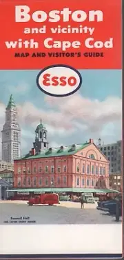1958 Esso Road Map: Boston and Vicinity with Cape Cod NOS