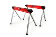 Baumr-AG 2 x Steel Saw Horse, 1000kg Capacity Folding Adjustable Sawhorses, 2x4 Support Arms