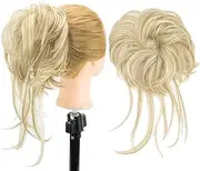 IMISSU 2PCS Messy Hair Bun Piece Updo Long Scrunchies Wrap Ponytail Extension Wavy Hairpieces Chignon Headband (2PCS Light Dirty Blonde)