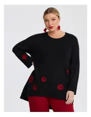 [Taking Shape] Felt Spot Natural Tulip Jumper in Black/Ribbon Red